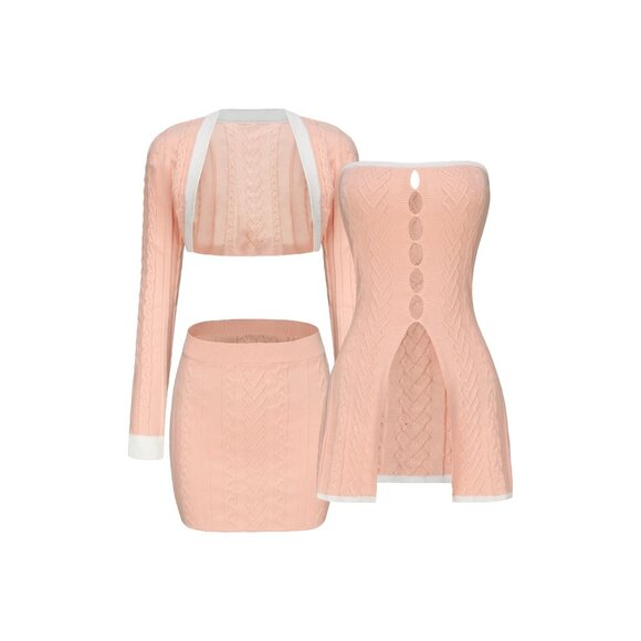 Nana Jacqueline Kelli Knit Set in Peach Small New Womens Skirt Top Outfit - Picture 9 of 14